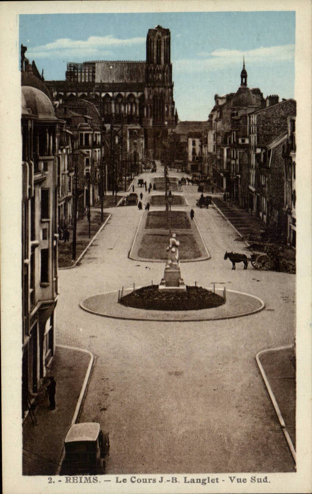 CPA Reims Le cours J B Langlet Vue sud