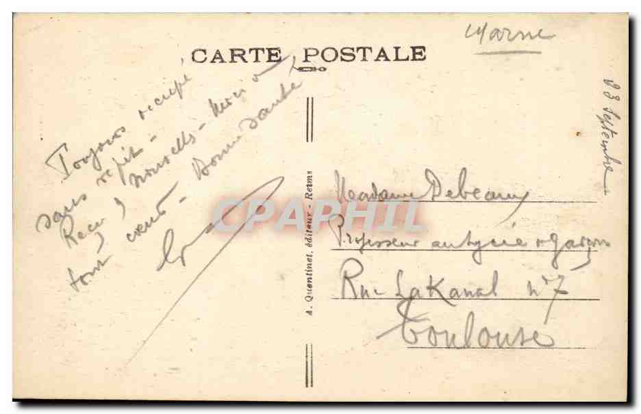 CPA Reims Le cours J B Langlet Vue sud — Rückseite