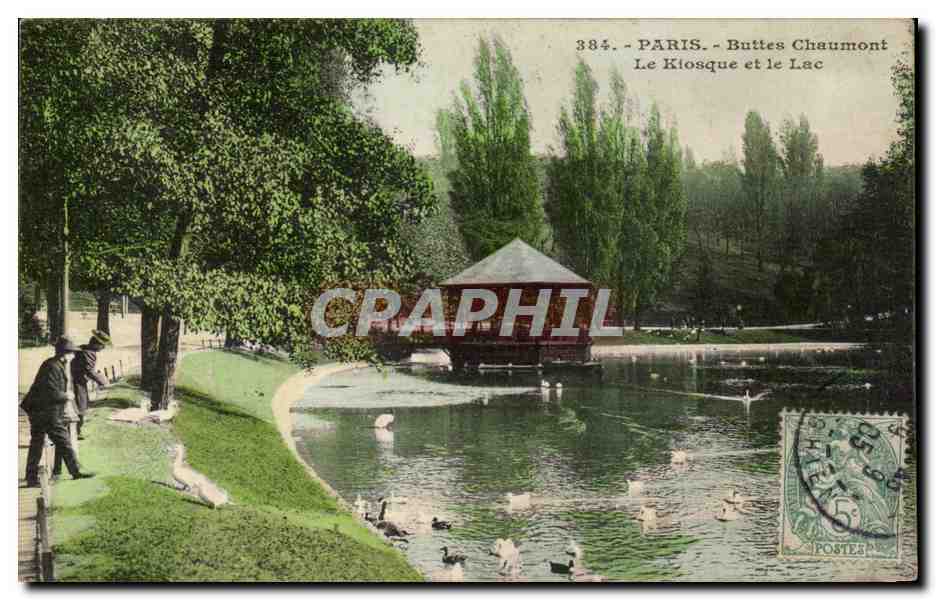 Paris CPA Buttes Chaumont Le kiosque et le lac