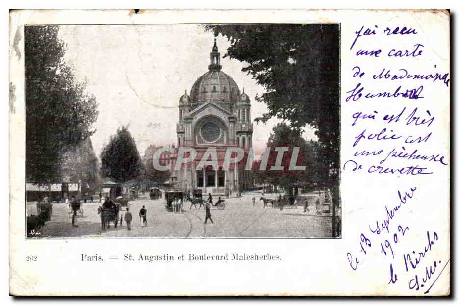 Paris — St. Augustin et Boulevard Malesherbes — éditeur L. T. 282