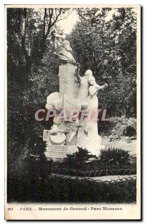 Paris CPA Parc Monceau Monument de Gounod