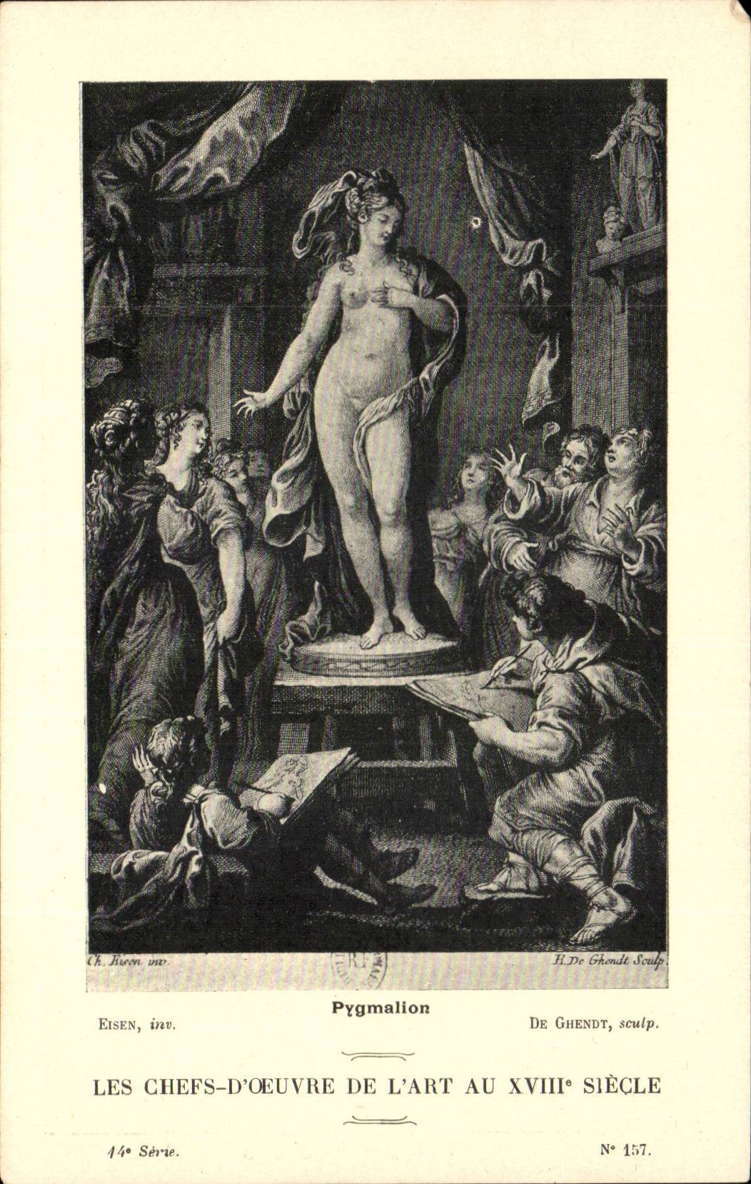 Pygmalion — Sculpture du XVIIIe siècle — Eisen, inv. / H. De Ghendt, sculp. — 14e Série, N° 457