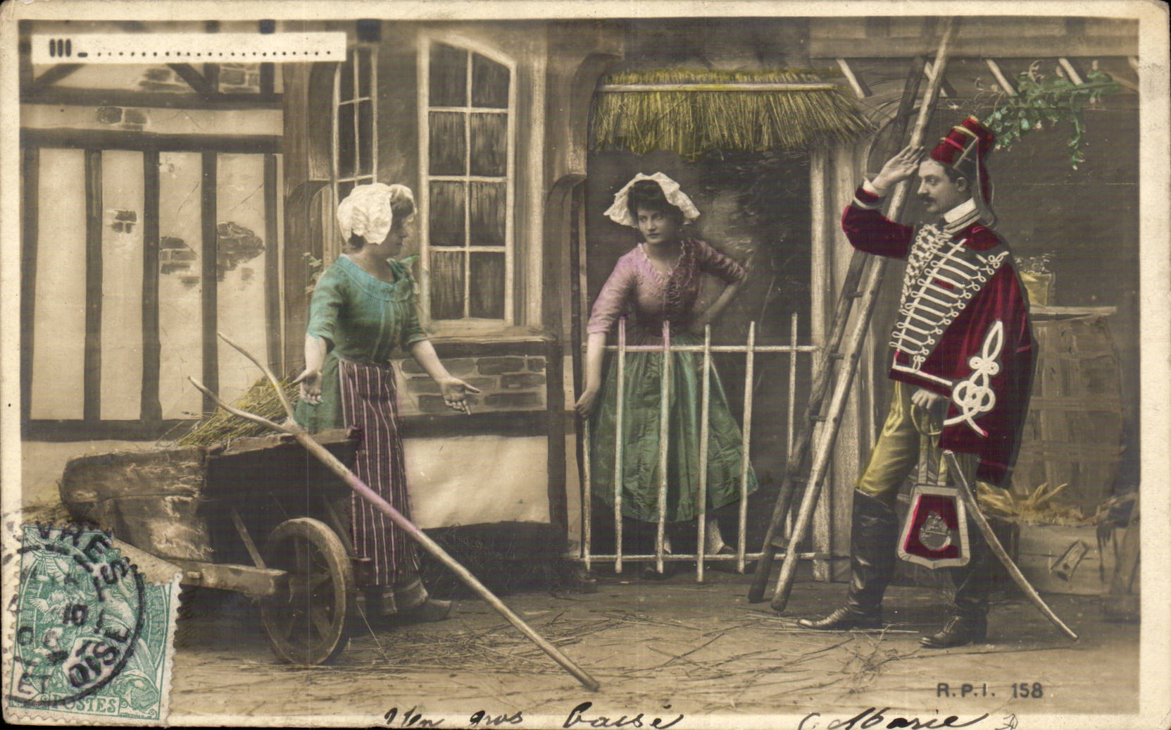 Une gros Baisée — scène de village — R.P.I. 158, éditée par C. Moire