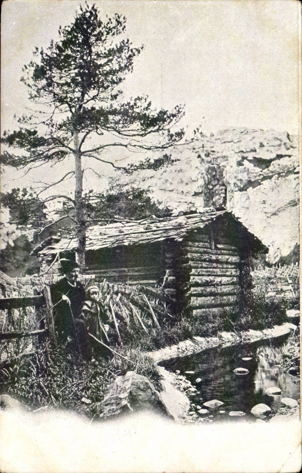 CPA Folklore Cabane en montagne Costume