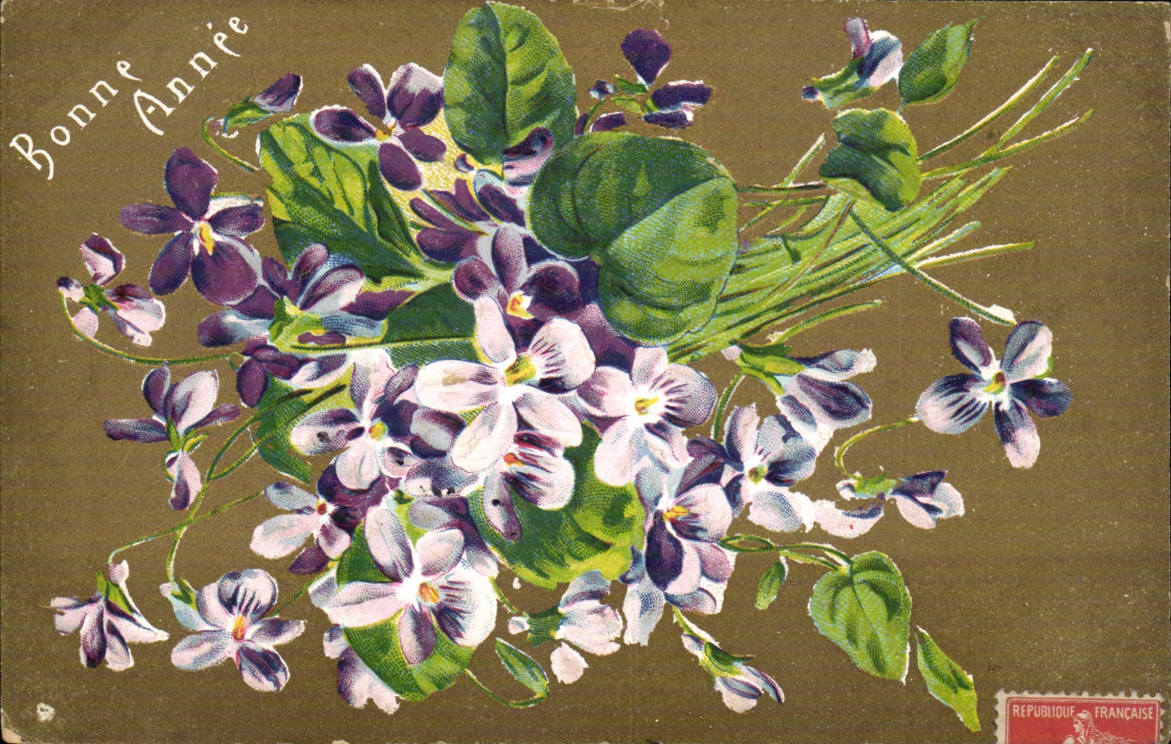 CPA Fantaisie Fleurs Bonne annee