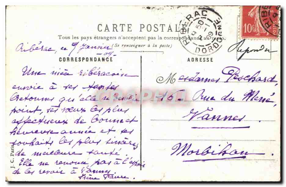 CPA Fantaisie Fleurs Bonne annee — Rückseite