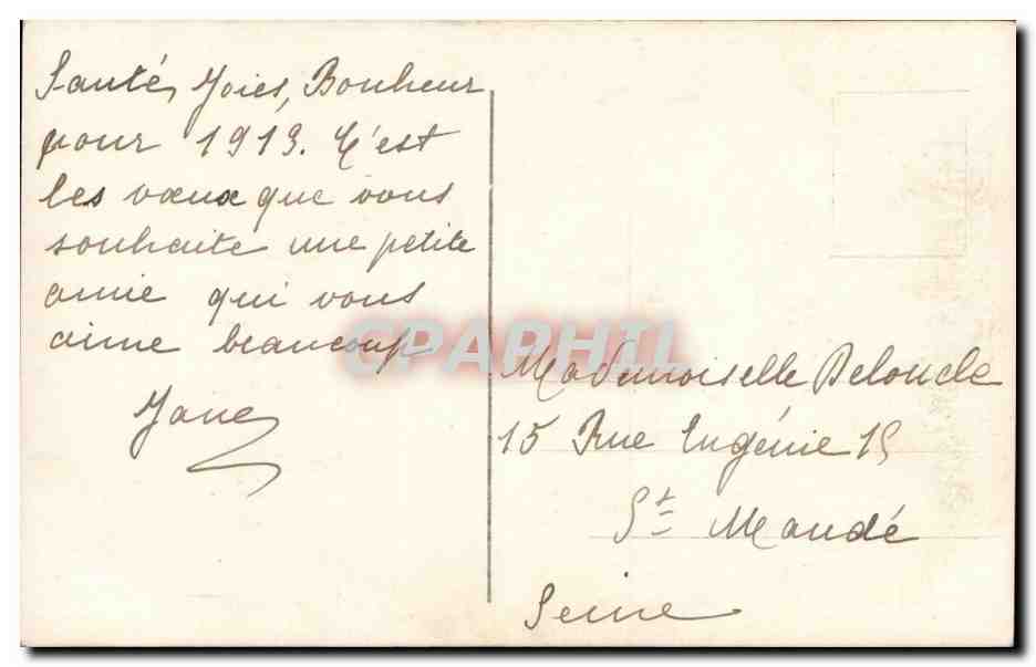 CPA Fantaisie Enfant Bonne annee — Verso