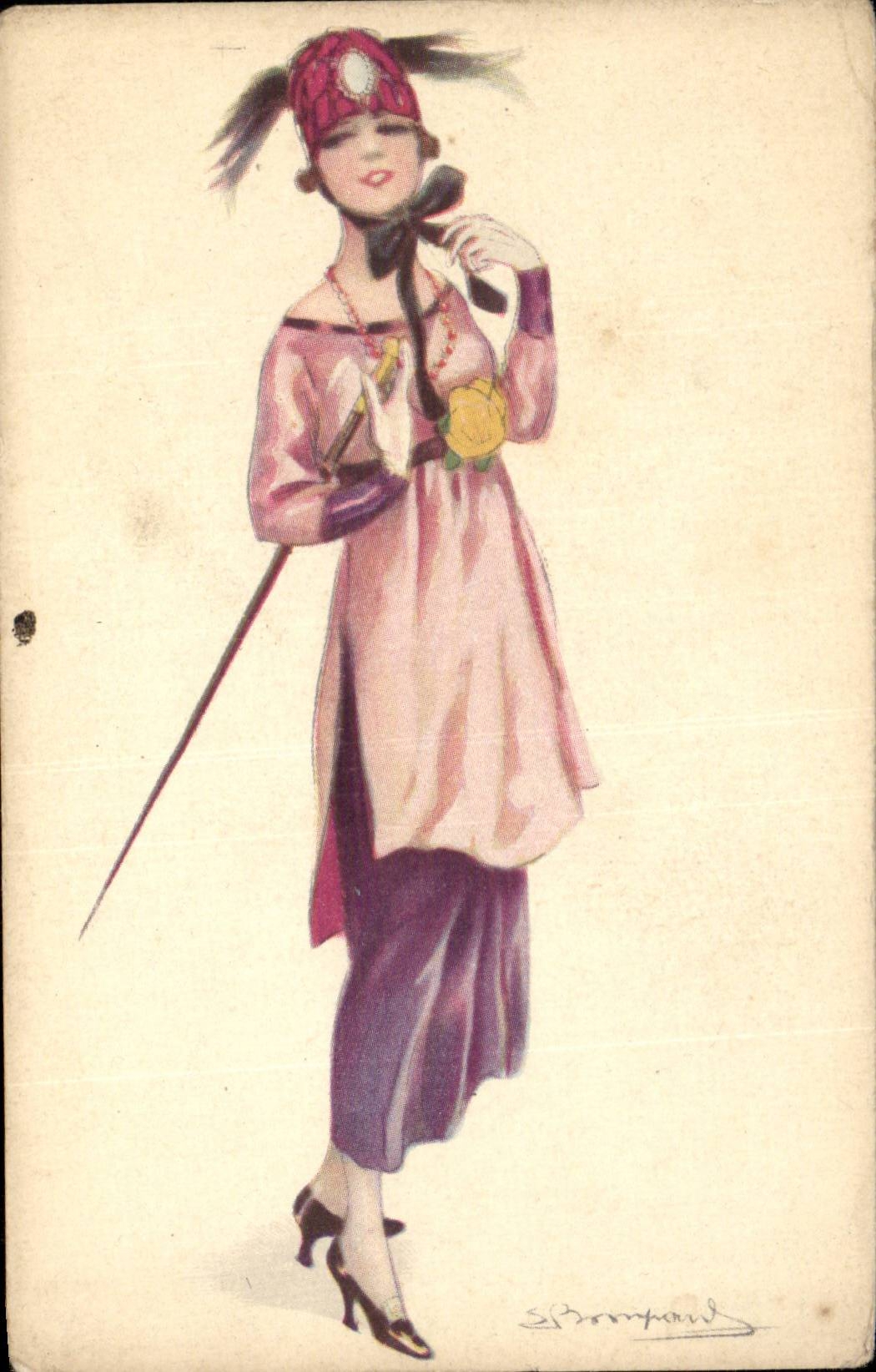 Femme en tenue de mode — style 1920 — dessin de S. Bompard