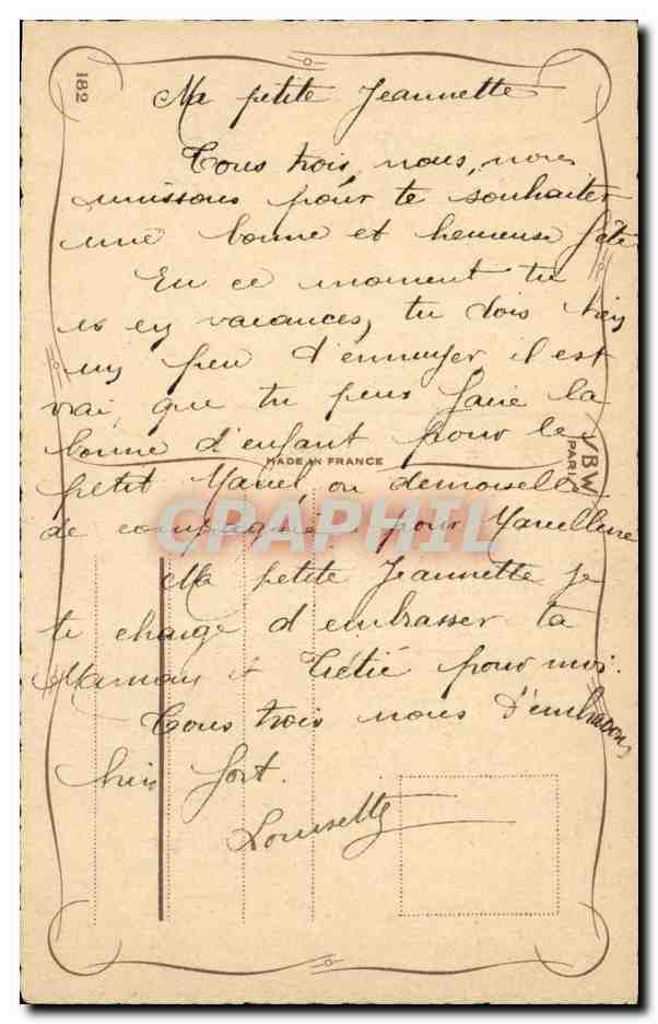 CPA Fantaisie Fleur Rose — Verso