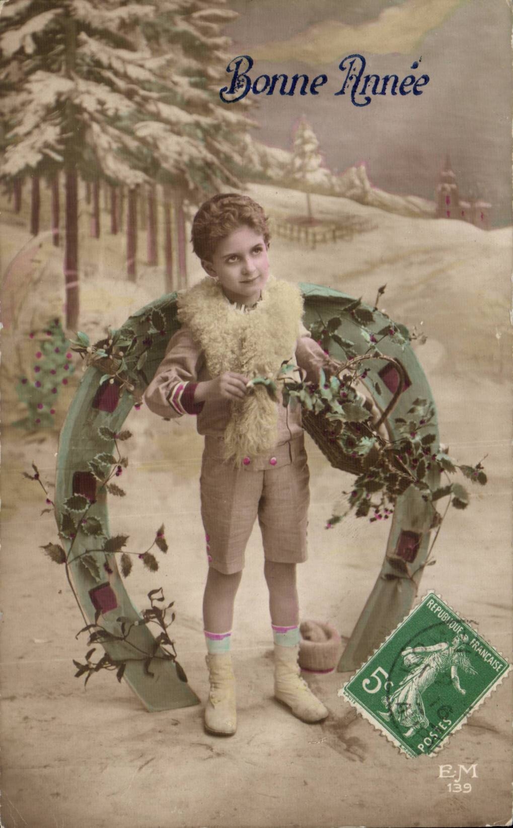 CPA Fantaisie Enfant Garcon fer a cheval