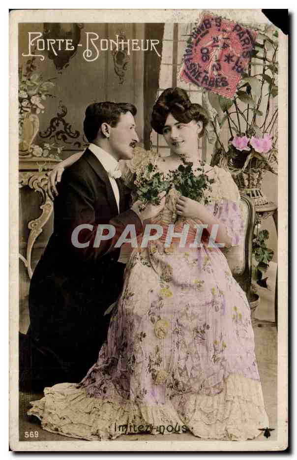 CPA Fantaisie Femme Porte bonheur