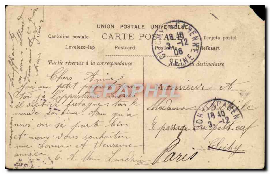CPA Fantaisie Femme Porte bonheur — Rückseite
