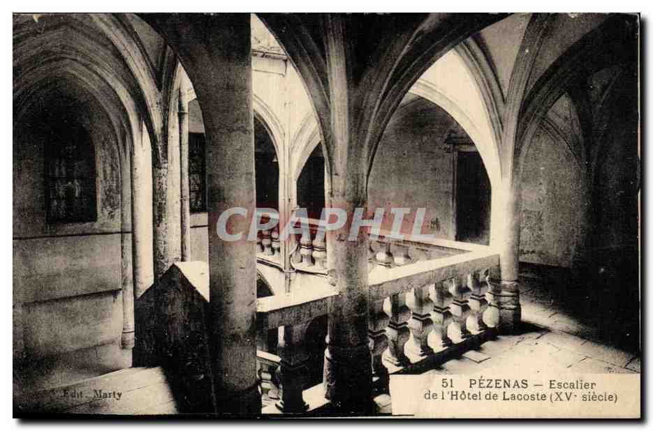 CPA Pezenas Escalier de l'hotel de Lacoste 