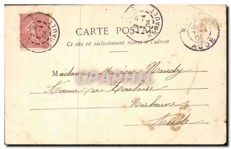 CPA Beziers Fontaine du titan par Injalbert — Verso