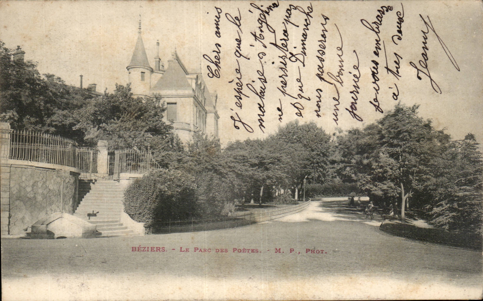 CPA Beziers le parc des poetes