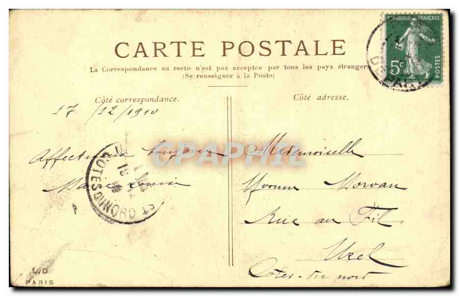 Paris CPA Palais Royal — Rückseite