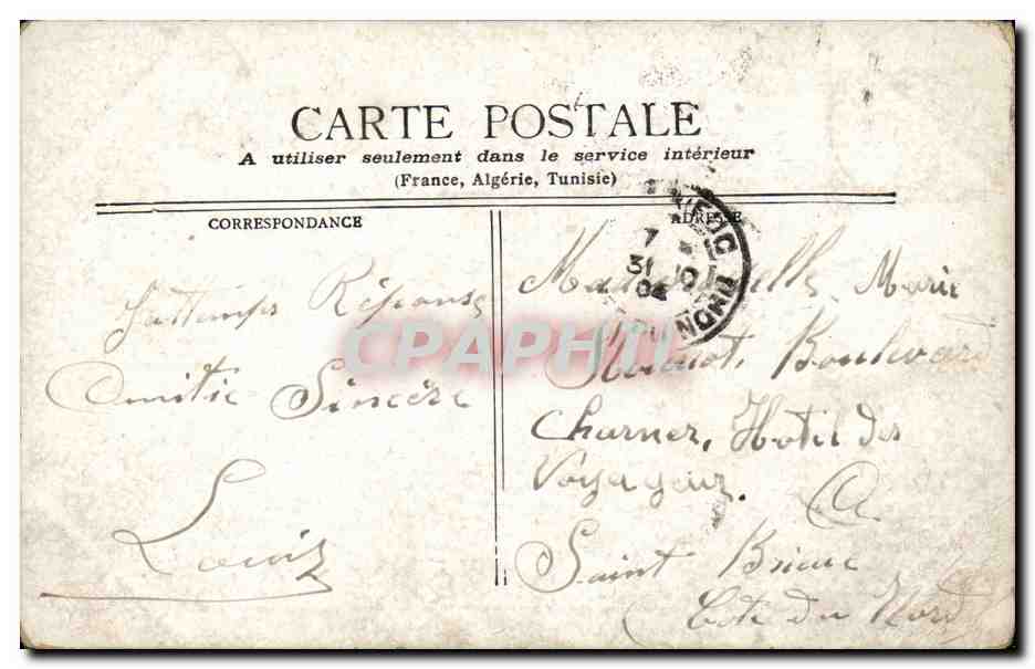 Paris CPA Theatre du vAudeville et bd des italiens — Rückseite