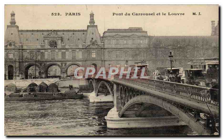Paris CPA Pont du Carrousel et le Louvre