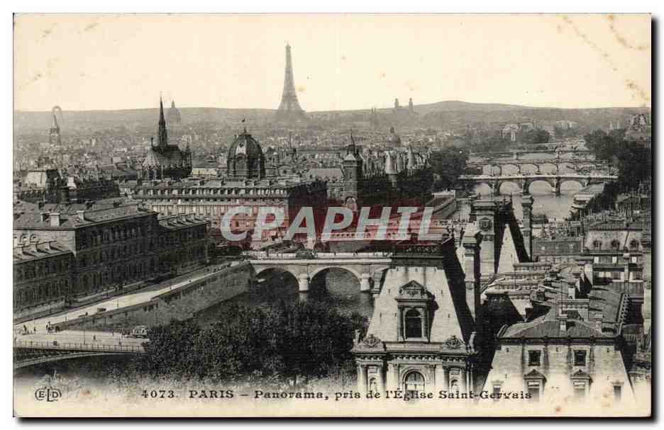Paris CPA Panorama pris de l'eglise Saint Gervais (Tour Eiffel)