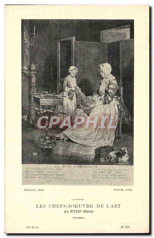 CPA Les chefs d'oeuvre de l'art La mere laborieuse Chardin Lepicie