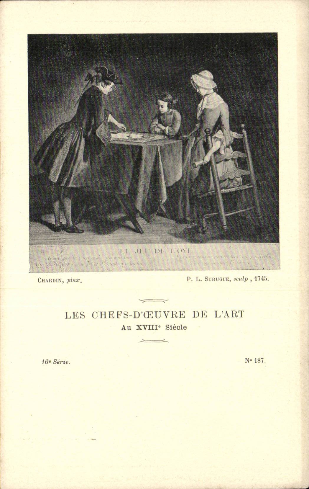 CPA Les chefs d'oeuvre de l'art Le jeu de L'oie Chardin Surugue