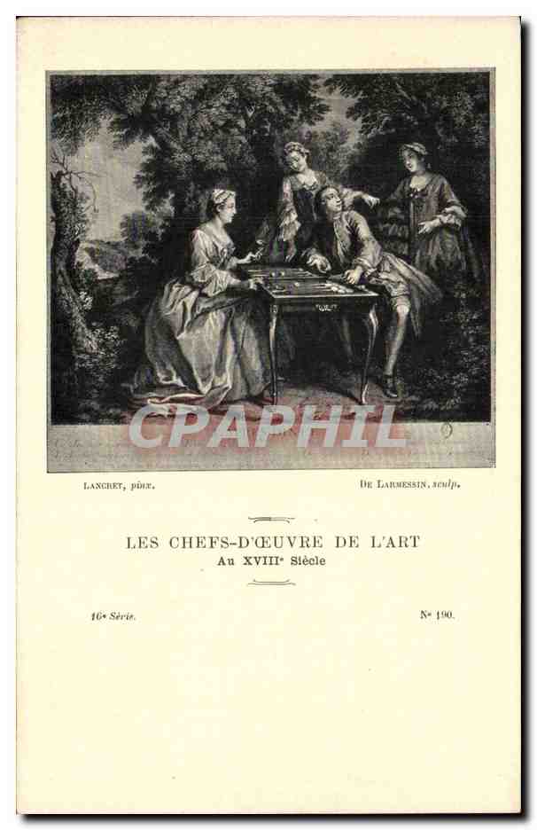 Jeux de société en forêt — Les Chefs-d'Œuvre de l'Art, XVIIIe siècle — LANCERET, pén., DE LARMESIN, sculp. — 16e Série, N° 190