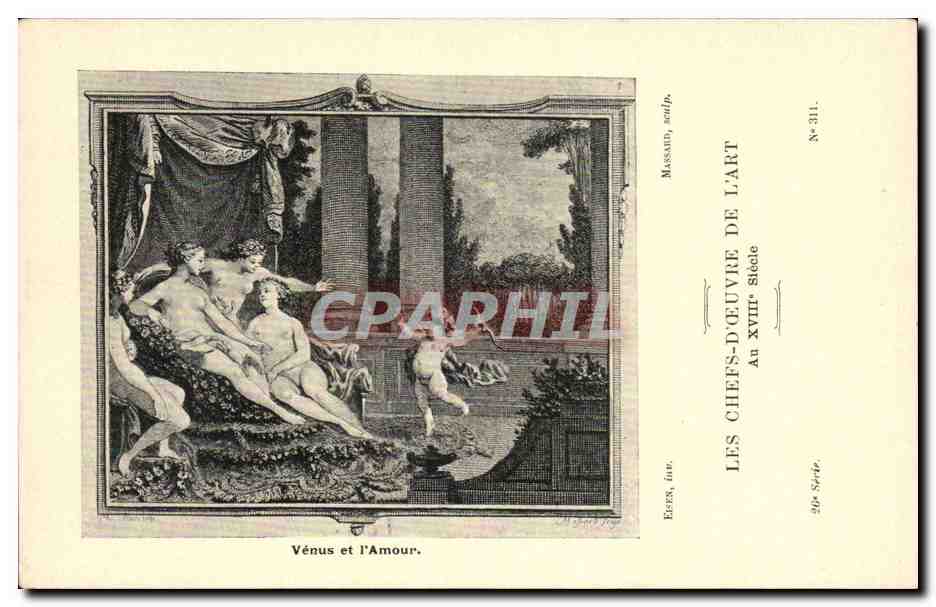 CPA Les chefs d'oeuvre de l'art Venus et l'amour Eisen Massard