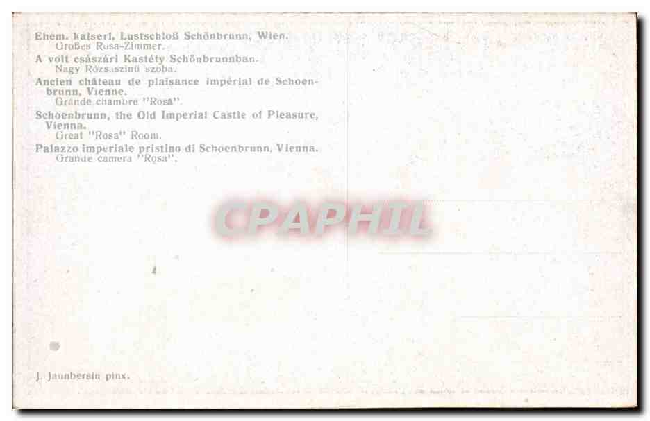 CPA Ancien chateau de plaisance imperial de Schoenbrunn Vienne Wien — Rückseite
