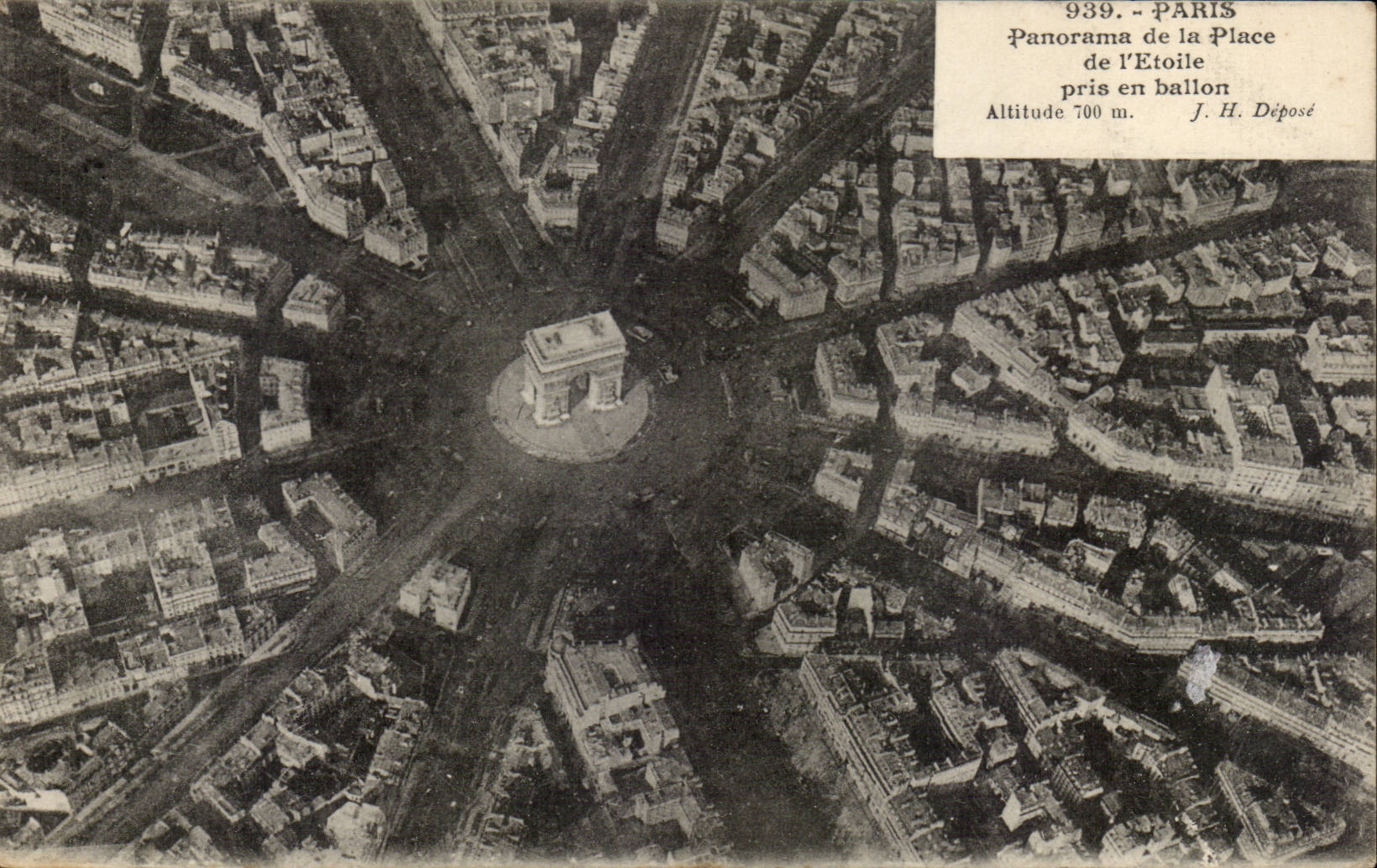 Paris CPA Panorama de la Place de l'Etoile pris en ballon
