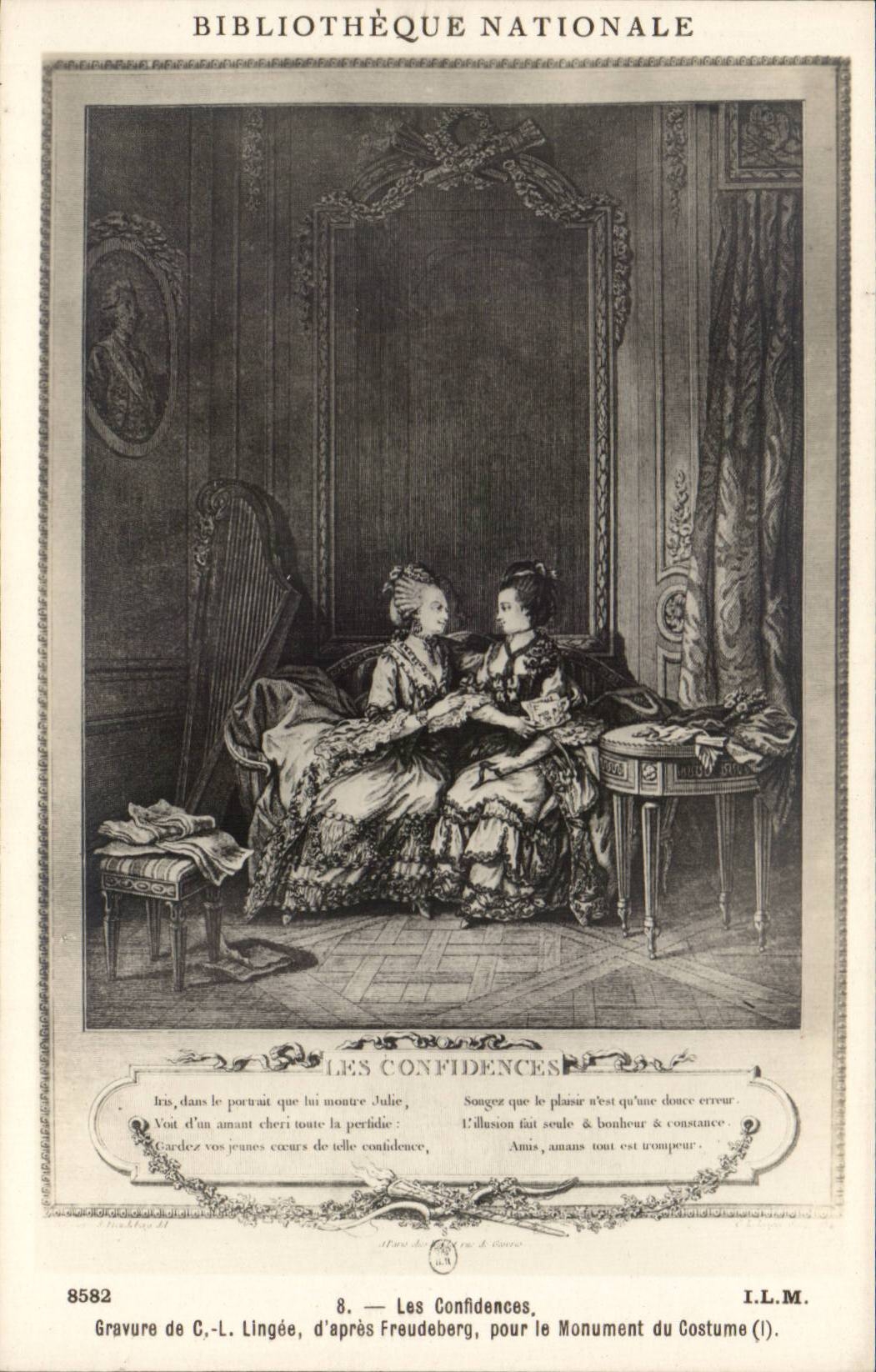 CPA Bibliotheque nationale Les confidences Gravure de Lingee d'apres Freudeberg 