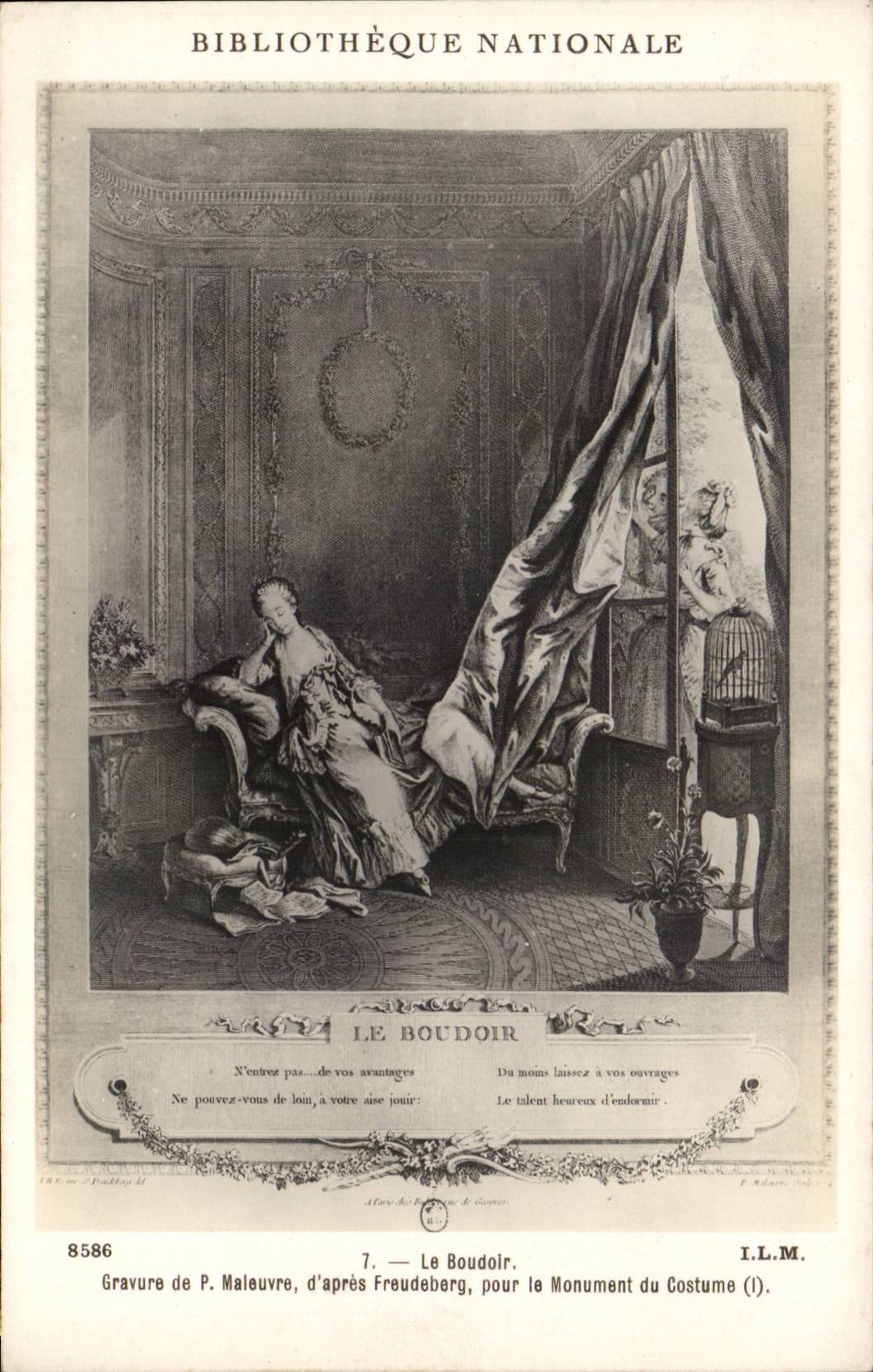 CPA Bibliotheque nationale Le boudoir Gravure de Maleuvre d'apres Freudeberg 