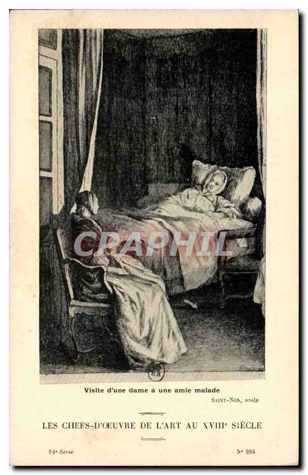 CPA Les chefs d'oeuvre de l'art au 18eme Visite d'une dame a une amie malade Saint non