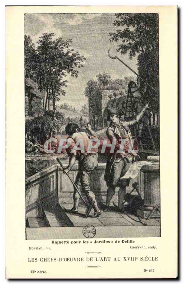 CPA Les chefs d'oeuvre de l'art au 18eme Vignette pour les jardins de Delille Monsiau Choffard