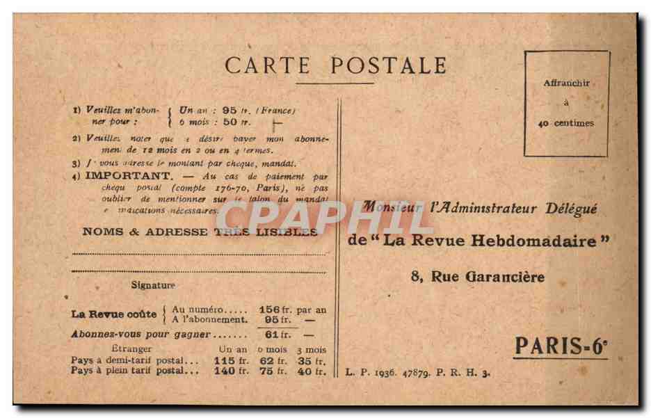 CPA Hotel de Sourdeac Rue Garanciere Paris librairie — Verso