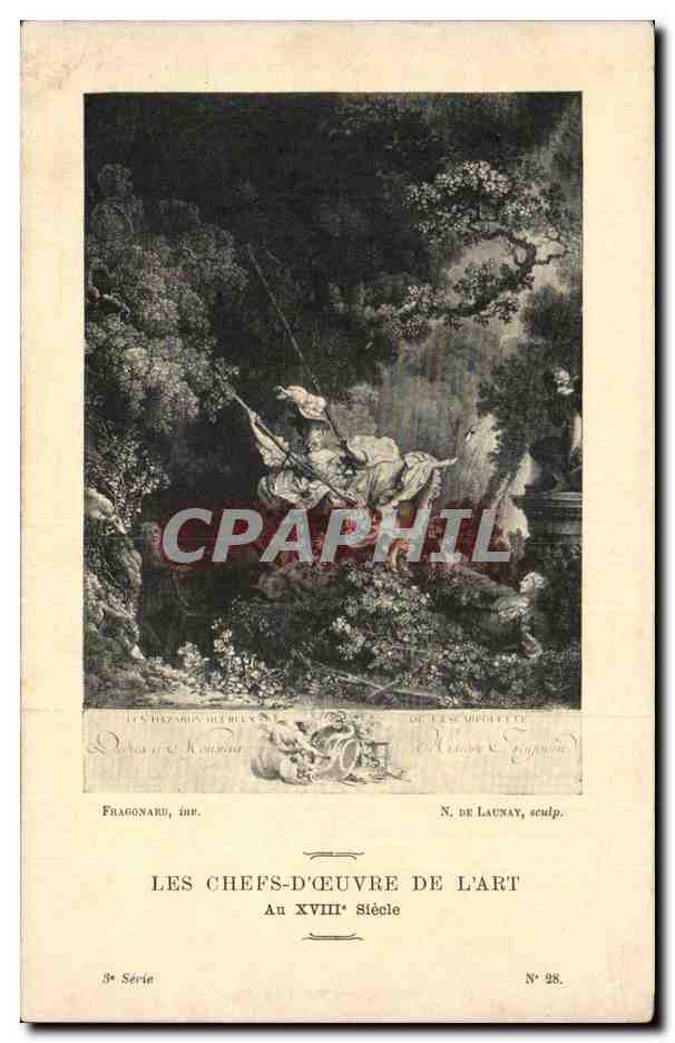 CPA Les chefs d'oeuvre de l'art au 18eme Les hazards heureux de l'escarloupette Fragonard de launay