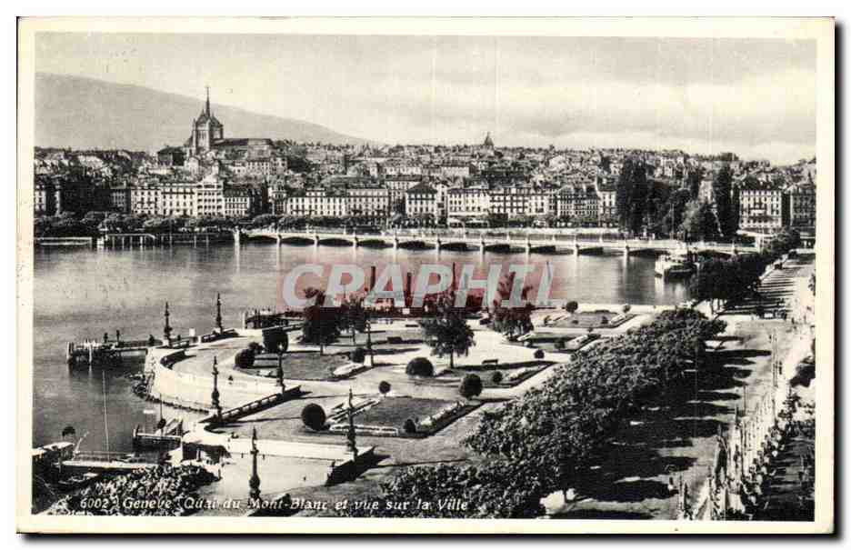 Suisse CPM Geneve Quai du Mont Blanc et vue sur la ville