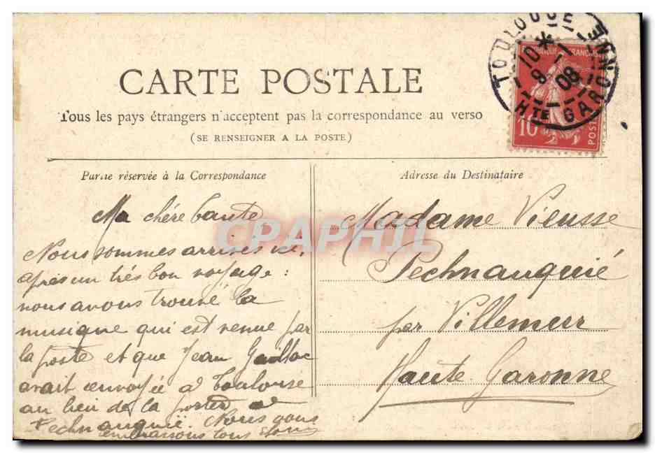 Paris CPA Le lion de Belfort — Rückseite