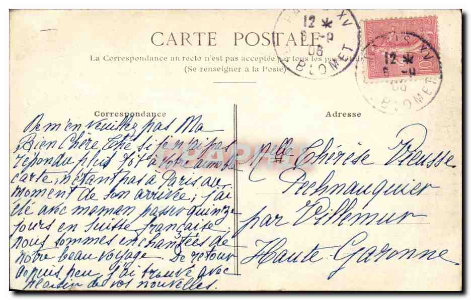 Paris CPA Eglise de la Trinite — Verso
