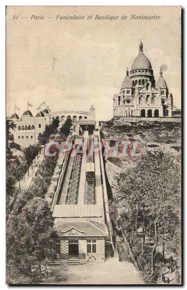 Paris CPA Funiculaire et basilique de Montmartre