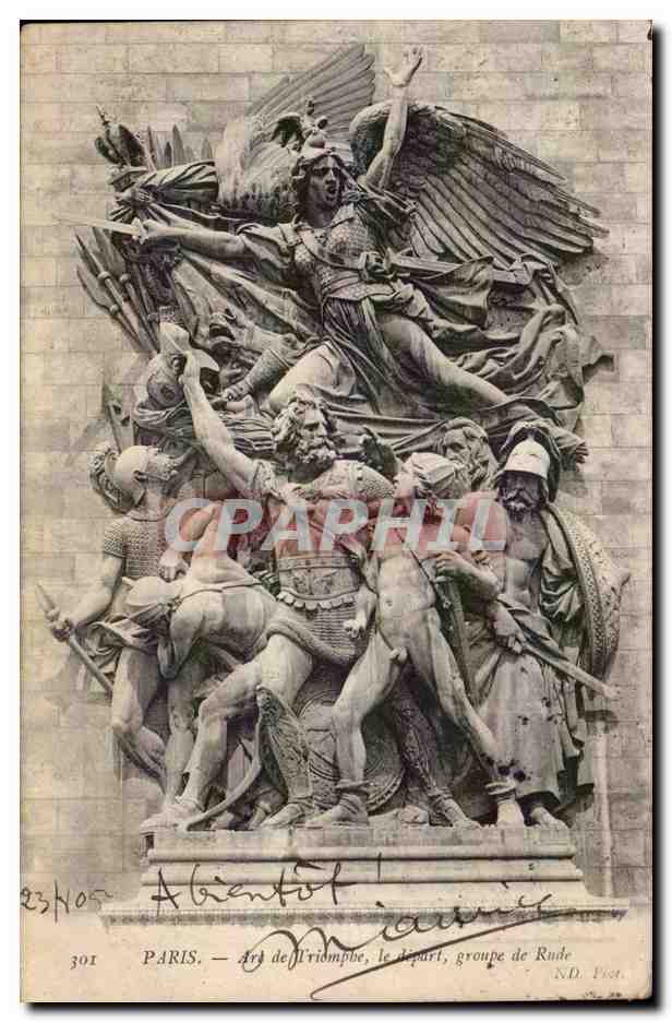 Paris CPA Arc de triomphe le depart groupe de Rude