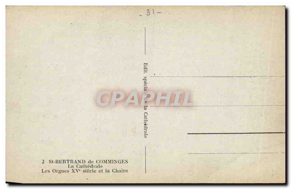 CPA Saint Bertrand de comminges La cathedrale Les rogues 15eme et la chaire — Verso