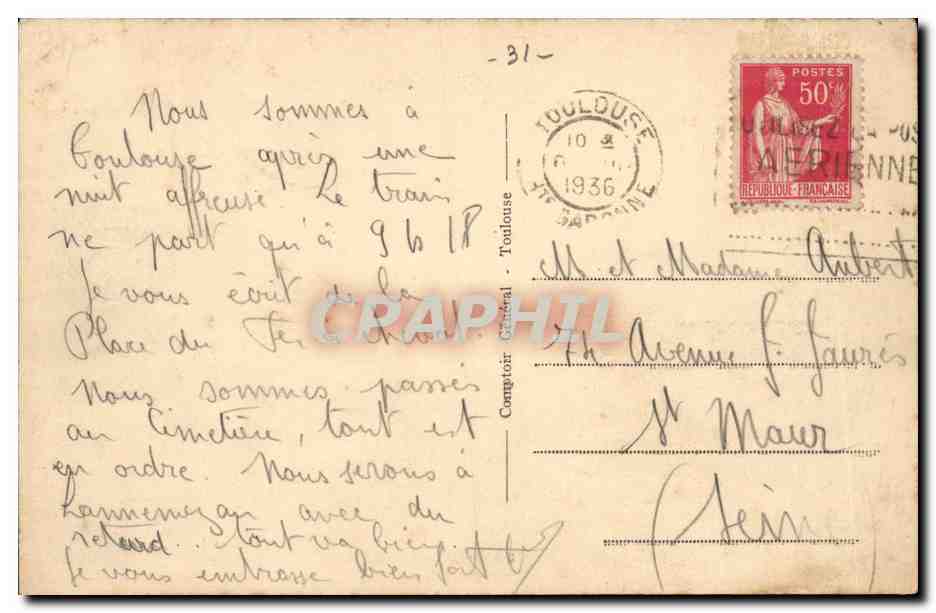 CPA Toulouse le donjon — Verso