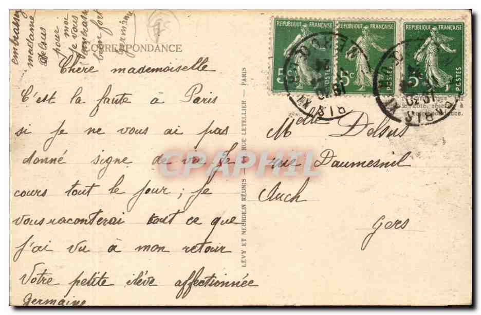 CPA Paris La Conciergerie — Rückseite