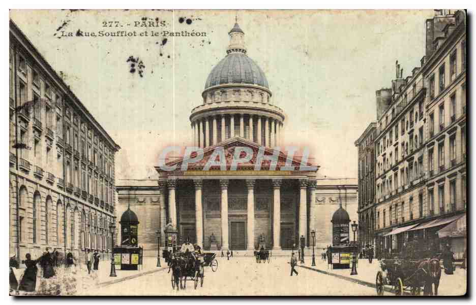 CPA Paris La rue Soufflot et le Pantheon