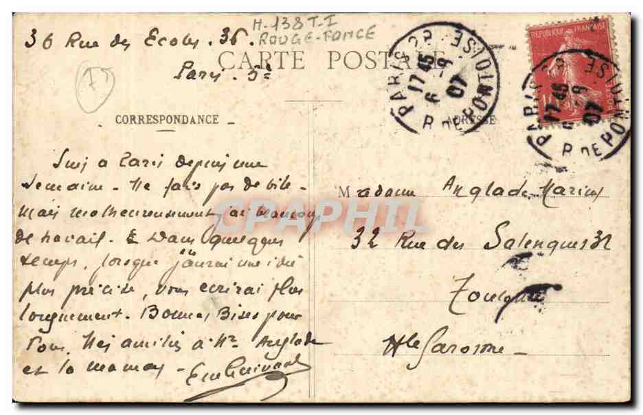 CPA Paris La rue Soufflot et le Pantheon — Rückseite