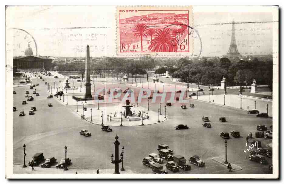CPA Paris Place de la Concorde ( tour Eiffel )