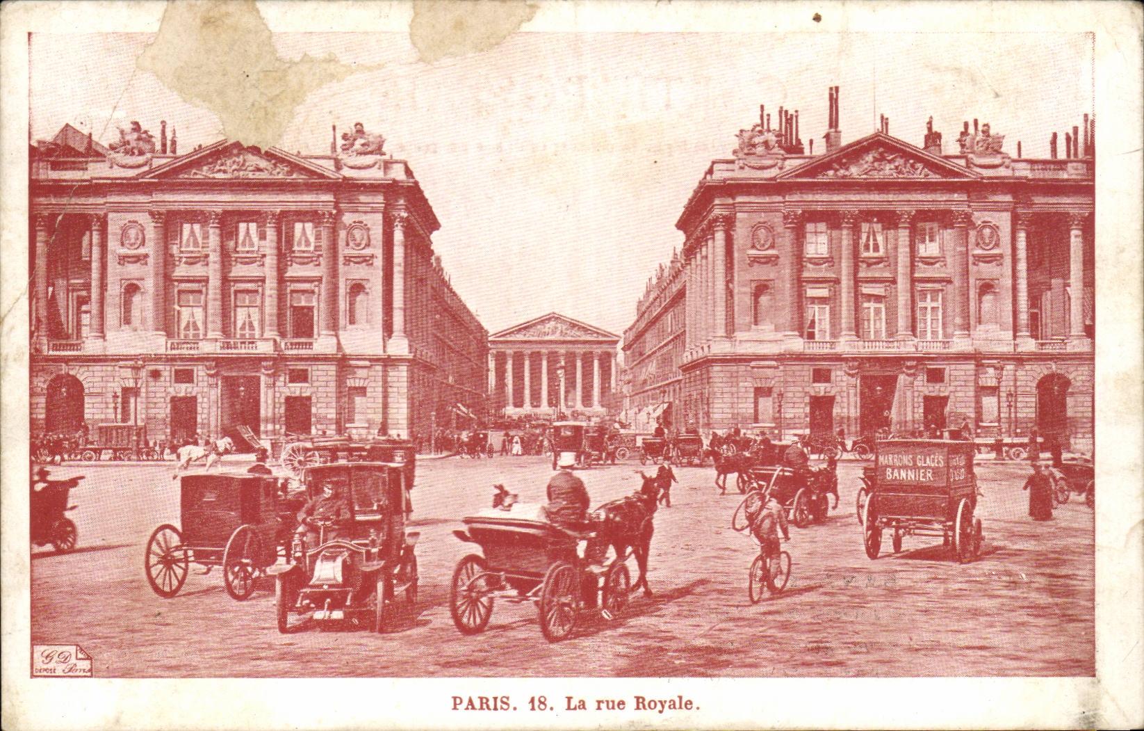 Paris CPA La rue Royale ( publicite Emile Bannier Rue Jules Cesar Confitures marrons glces fruits confits )