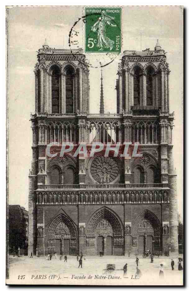 Paris CPA Facade de Notre Dame