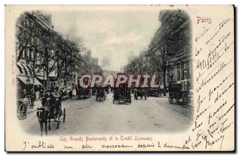 Paris CPA Les grands boulevards et le Credit Lyonnais