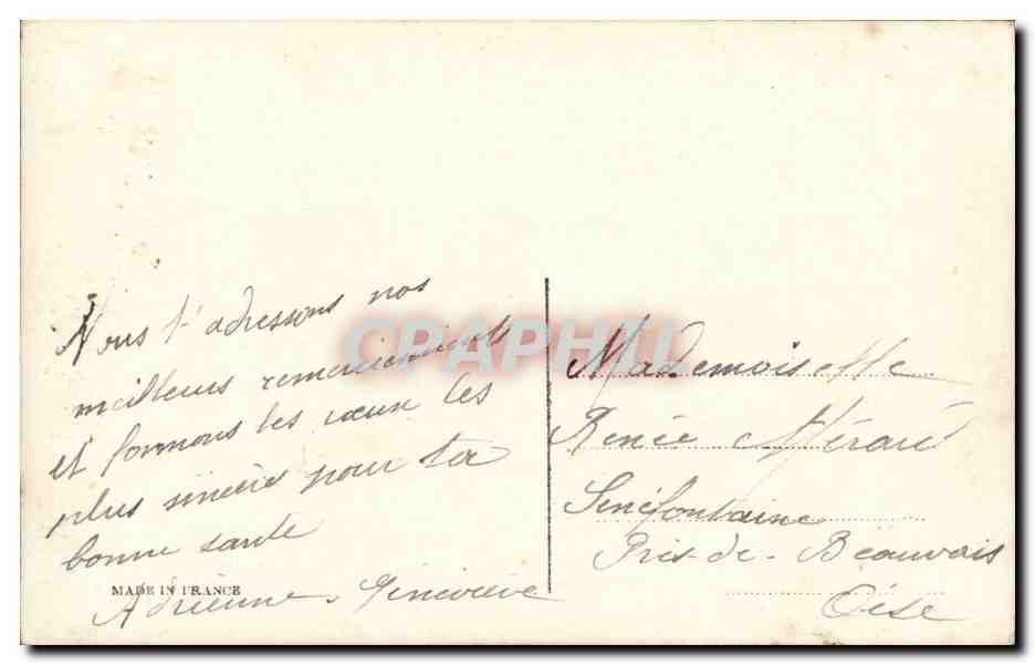 Jeune femme tenant des fleurs — 'Bons jours' — éditeur non visible — Verso